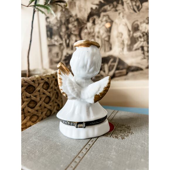 Porcelain Angel Cherub Trinket Box – Hinged Lid,‎ Vintage-Style Keepsake Box - Picture 2 of 5